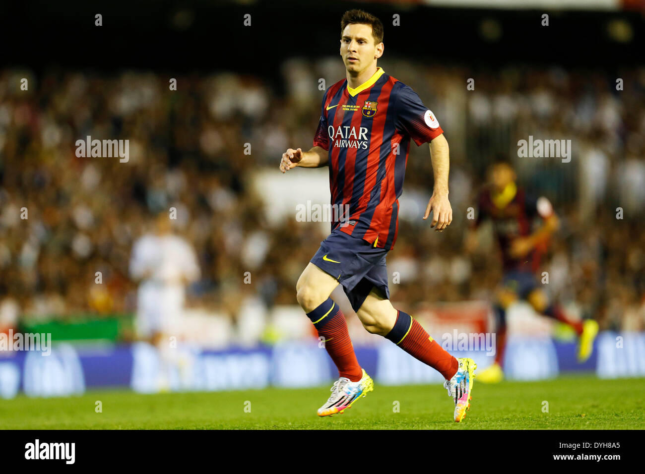 Valencia, Spain. © D. 16th Apr, 2014. Lionel Messi (Barcelona) Football/Soccer : Copa del Rey final match between FC Barcelona 1-2 Real Madrid at Mestalla stadium in Valencia, Spain. Credit:  D .Nakashima/AFLO/Alamy Live News Stock Photo