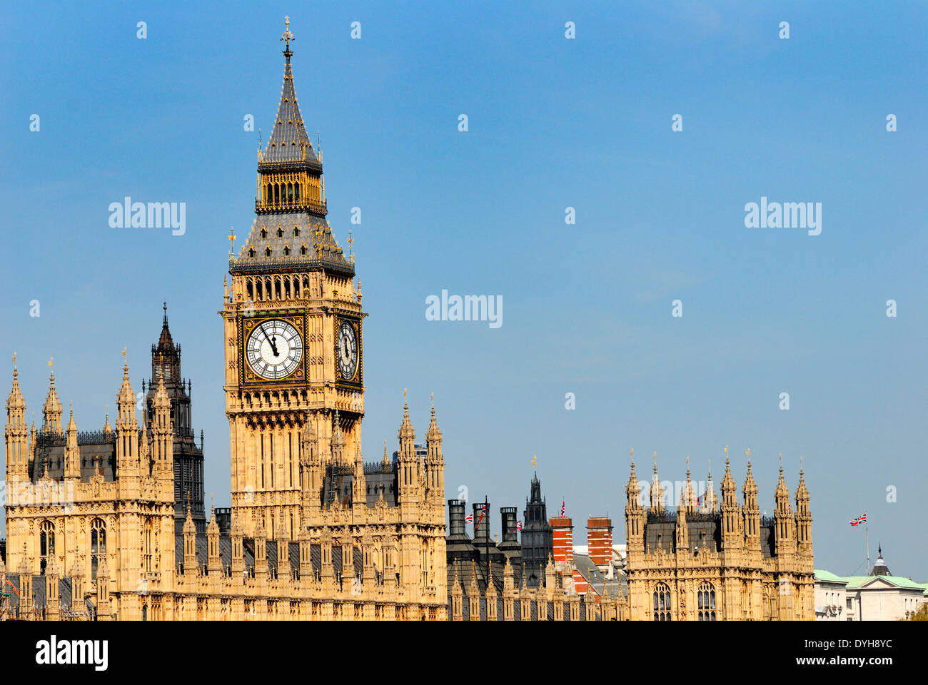 London, England, UK. Big Ben and the Houses of Parliament seen from across the river Stock Photo