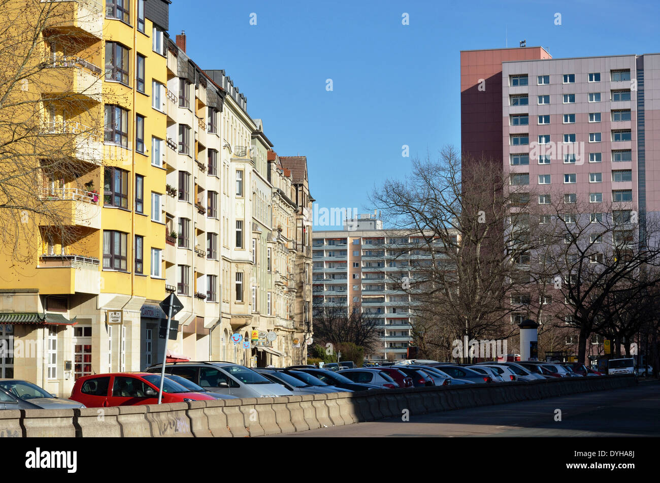 Dresden, sanierte Wohnhäuser in Johannstadt Stock Photo