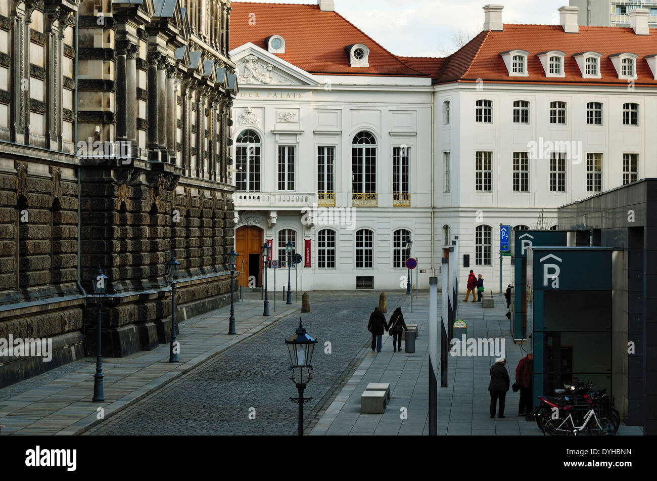 Dresden, Altstadt, Salzgasse mit Albertinum und Kurländer Palais Stock Photo