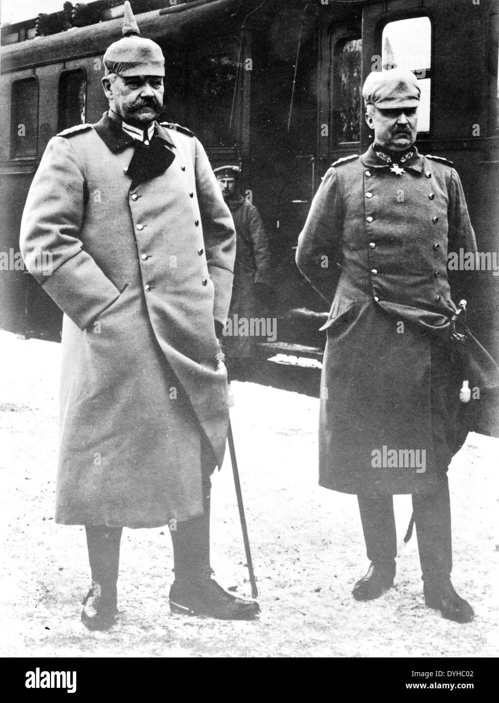 German Generals PAUL von HINDENBURG at left with ERICH LUDENDORFF in 1917 Stock Photo