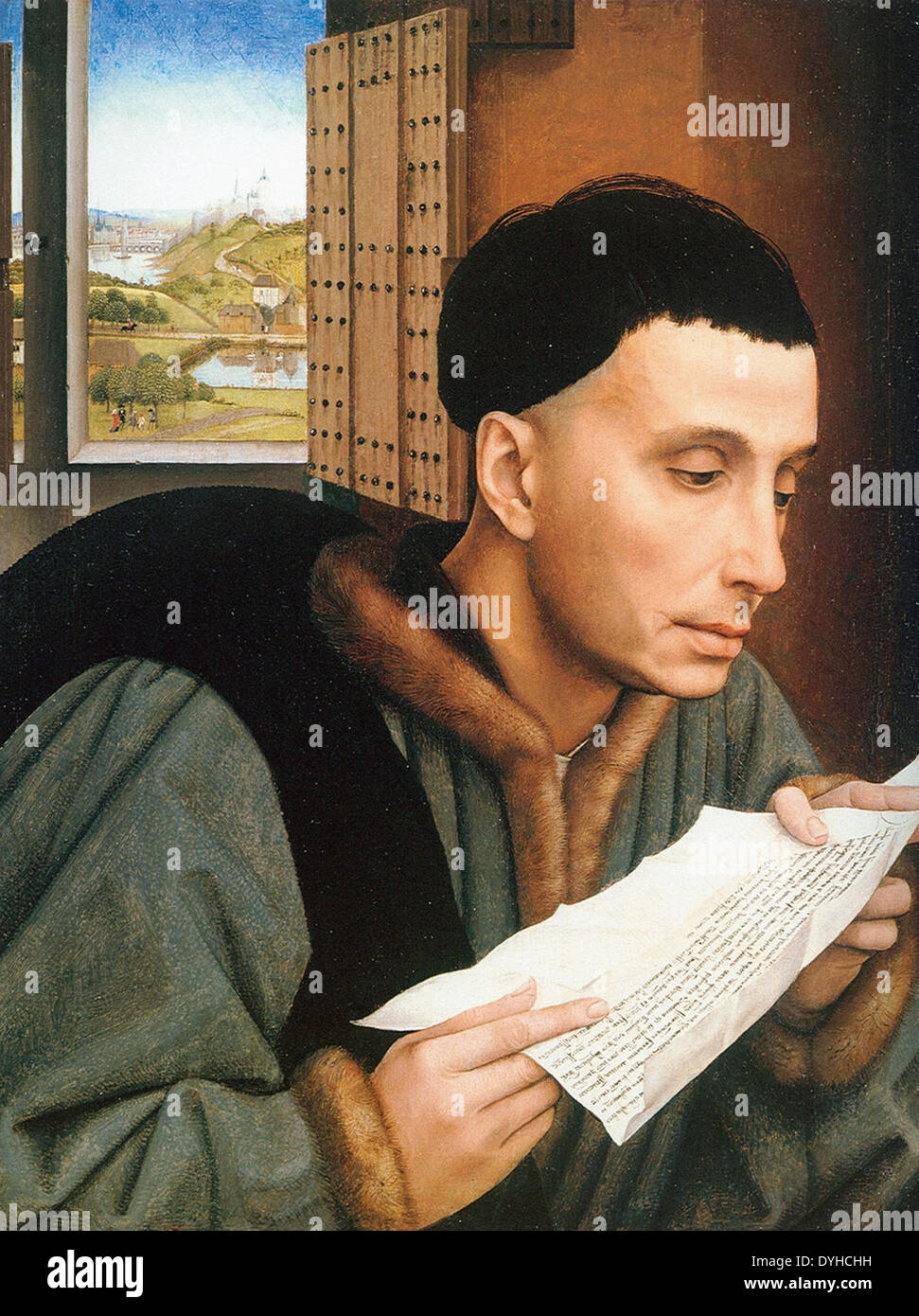 Rogier van der Weyden Man Reading Stock Photo