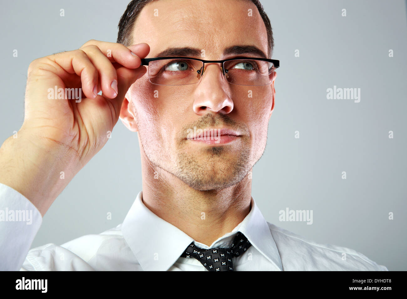 Closeup portrait of a confident man in glasses Stock Photo - Alamy