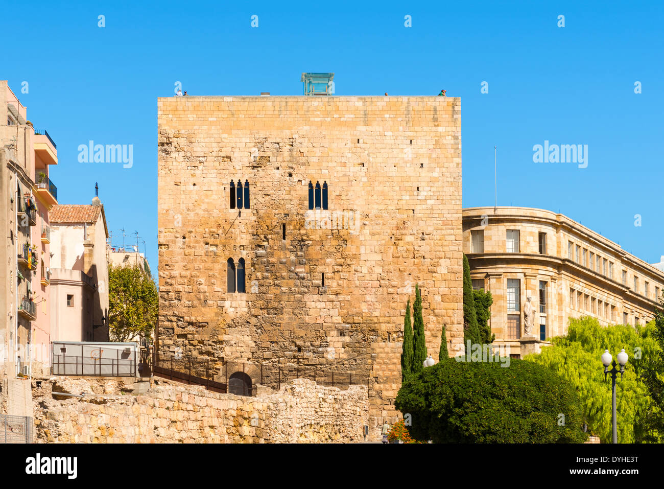 Picturesque view of old houses in Tarragona, Catalonia. The old part of town is UNESCO World Heritage Site. Stock Photo