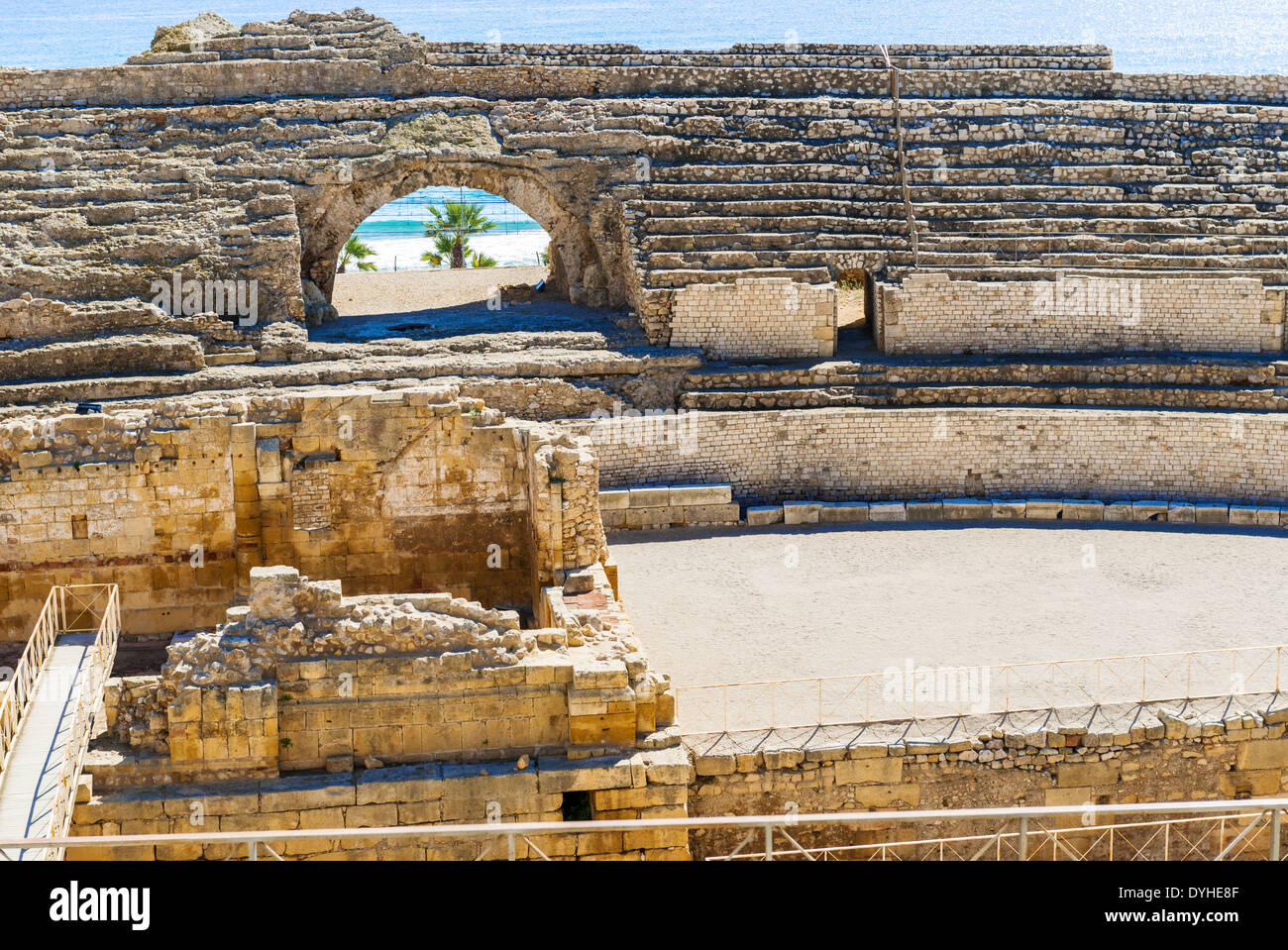 Tarragona, Spain - October 5, 2013: View at Roman Amphitheatre in Tarragona Spain.It is UNESCO World Heritage site. Stock Photo