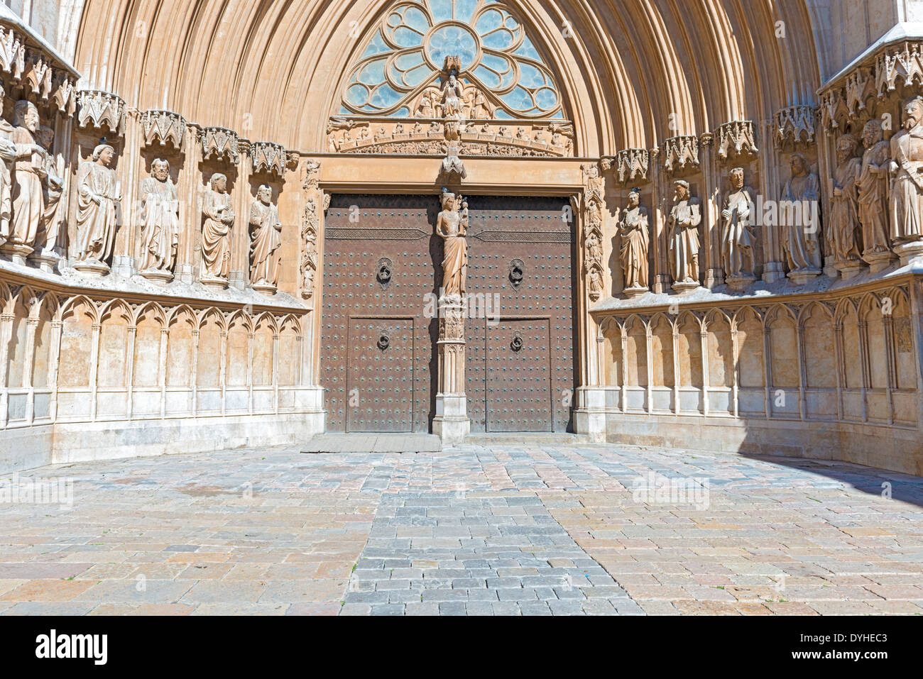 Main portal of the Cathedral of Saint Mary in Tarragona, Catalonia. Stock Photo