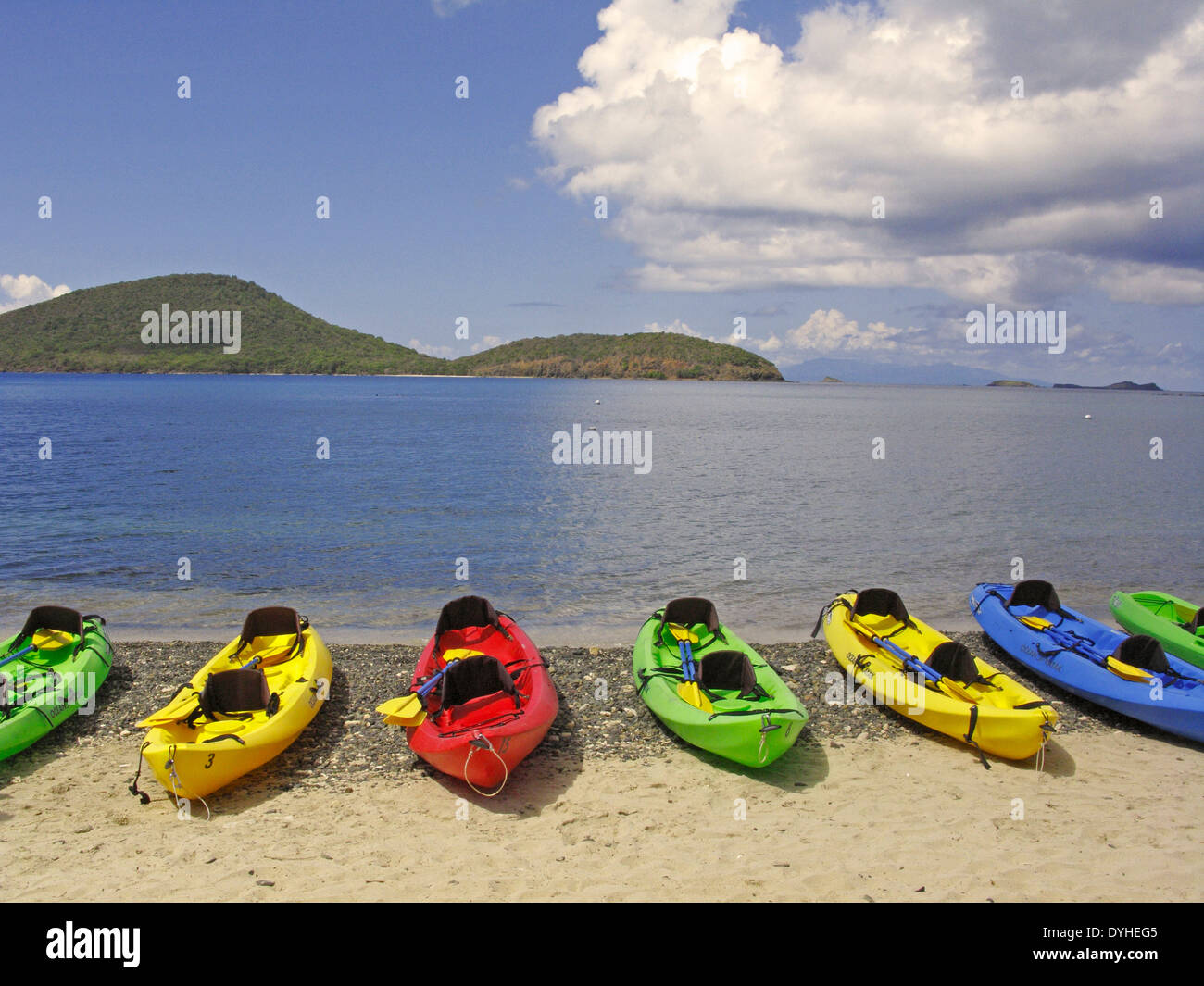 Isla Culebra Puerto Rico USA territory kayaks on Tamarindo Beach Stock Photo