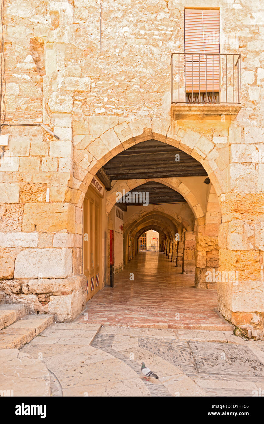 View on old houses in Tarragona, Spain. The old part of town is UNESCO World Heritage Site. Stock Photo