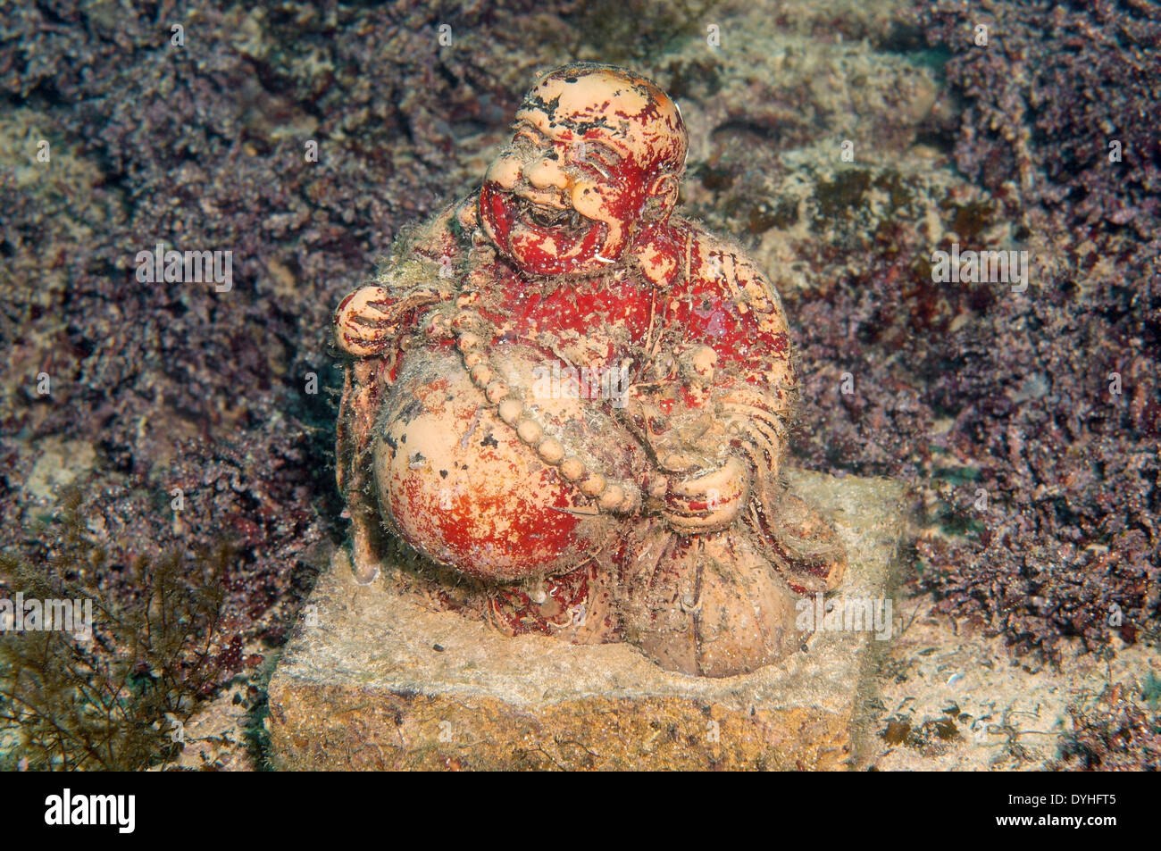 sculpture Buddha. Underwater museum, cape Tarhankut, Crimea, Ukraine Stock Photo