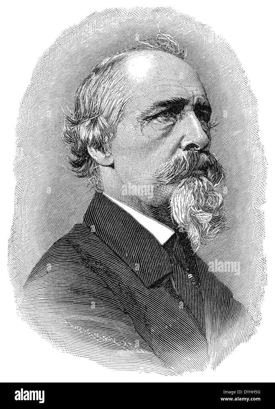 portrait of Francis Emanuel August Geibel, 1815 - 1884, a German poet, Stock Photo
