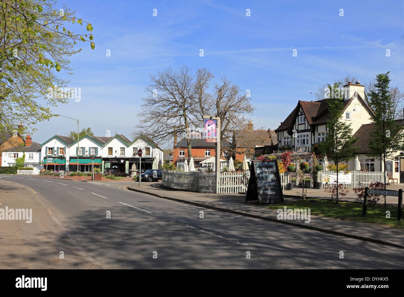 Hare and Hounds pub along Church Road, Claygate, Surrey, England, UK