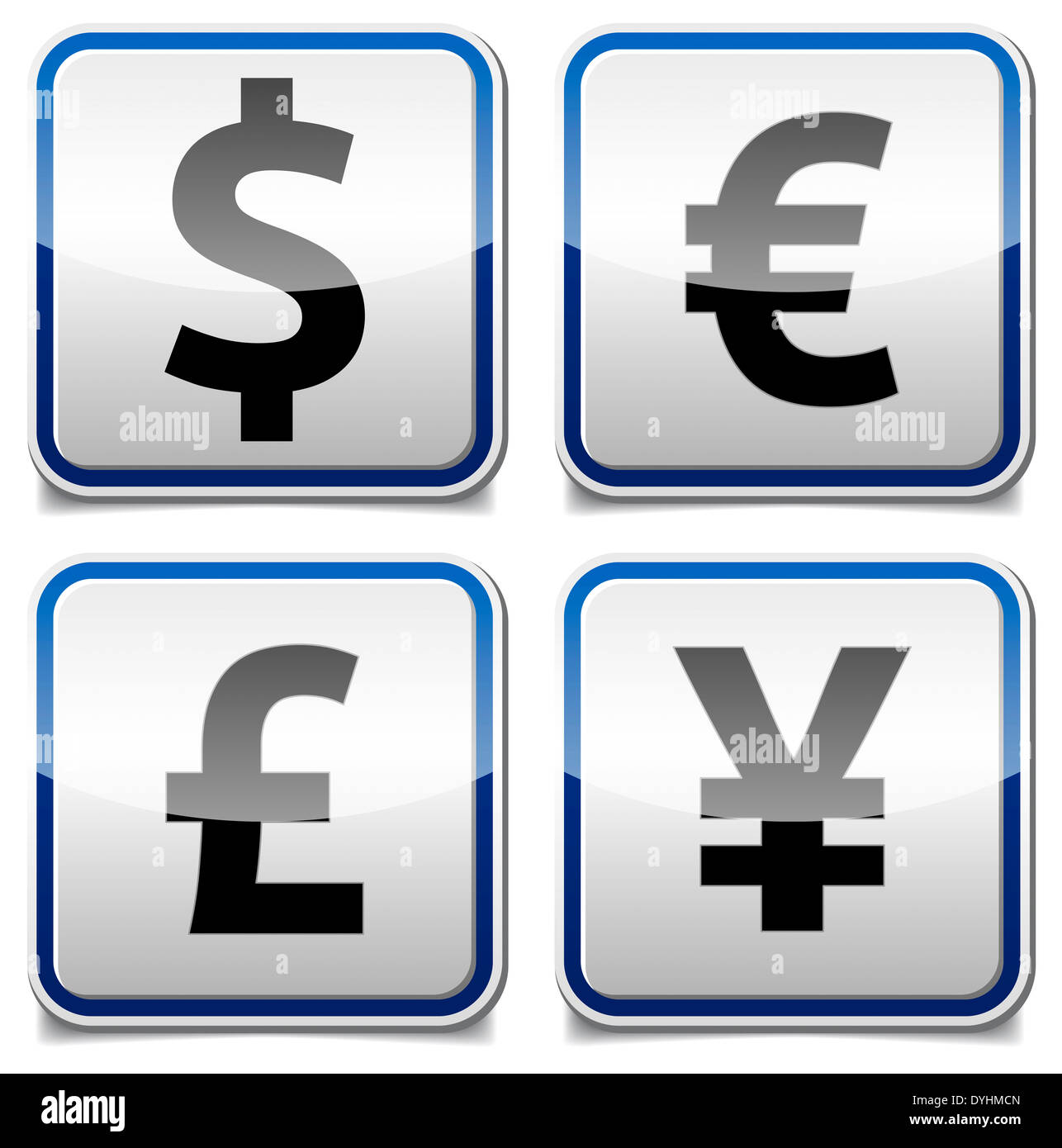 Currency money sign. White background, shadow. Stock Photo