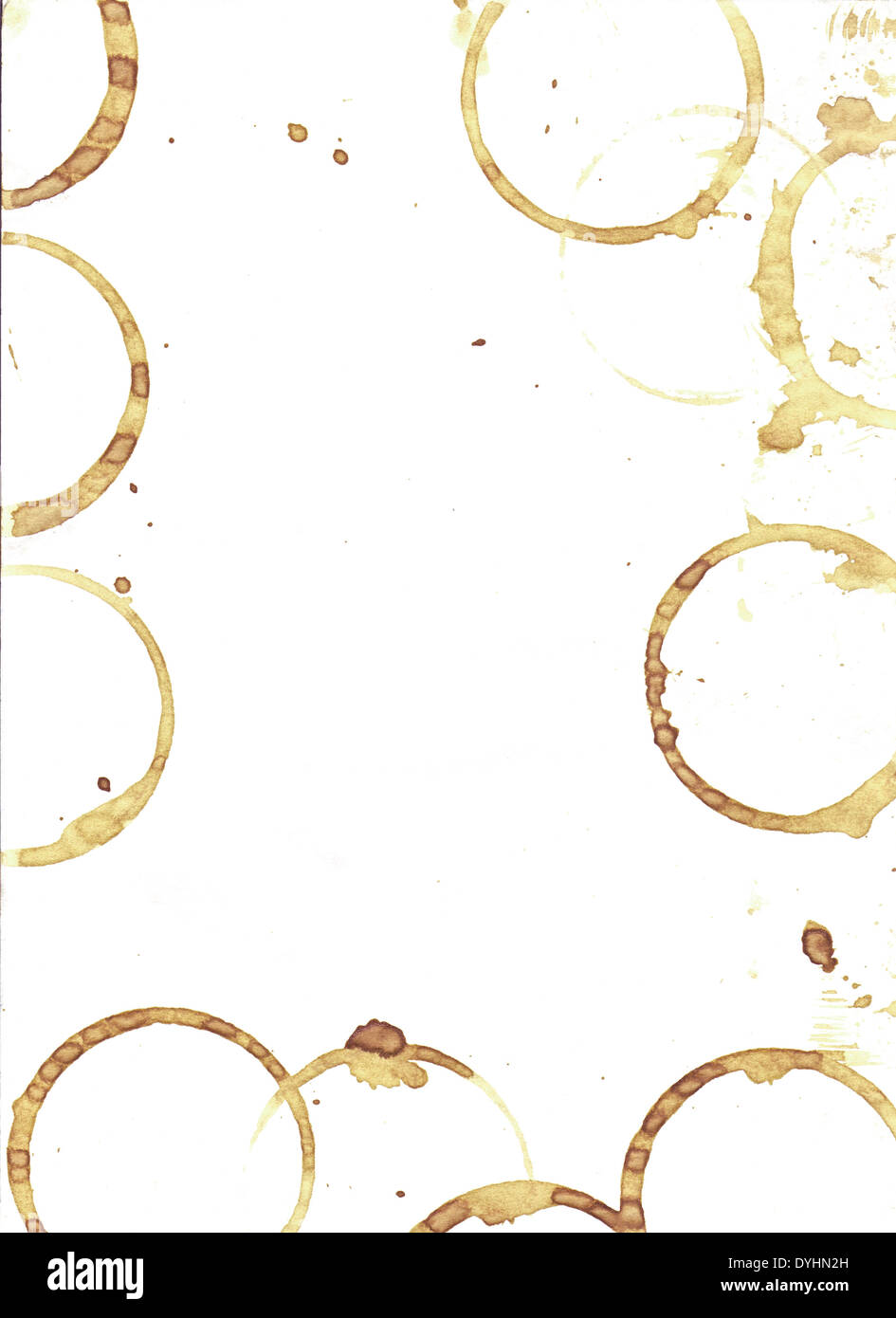 Coffee rings staining a white sheet of paper Stock Photo Alamy
