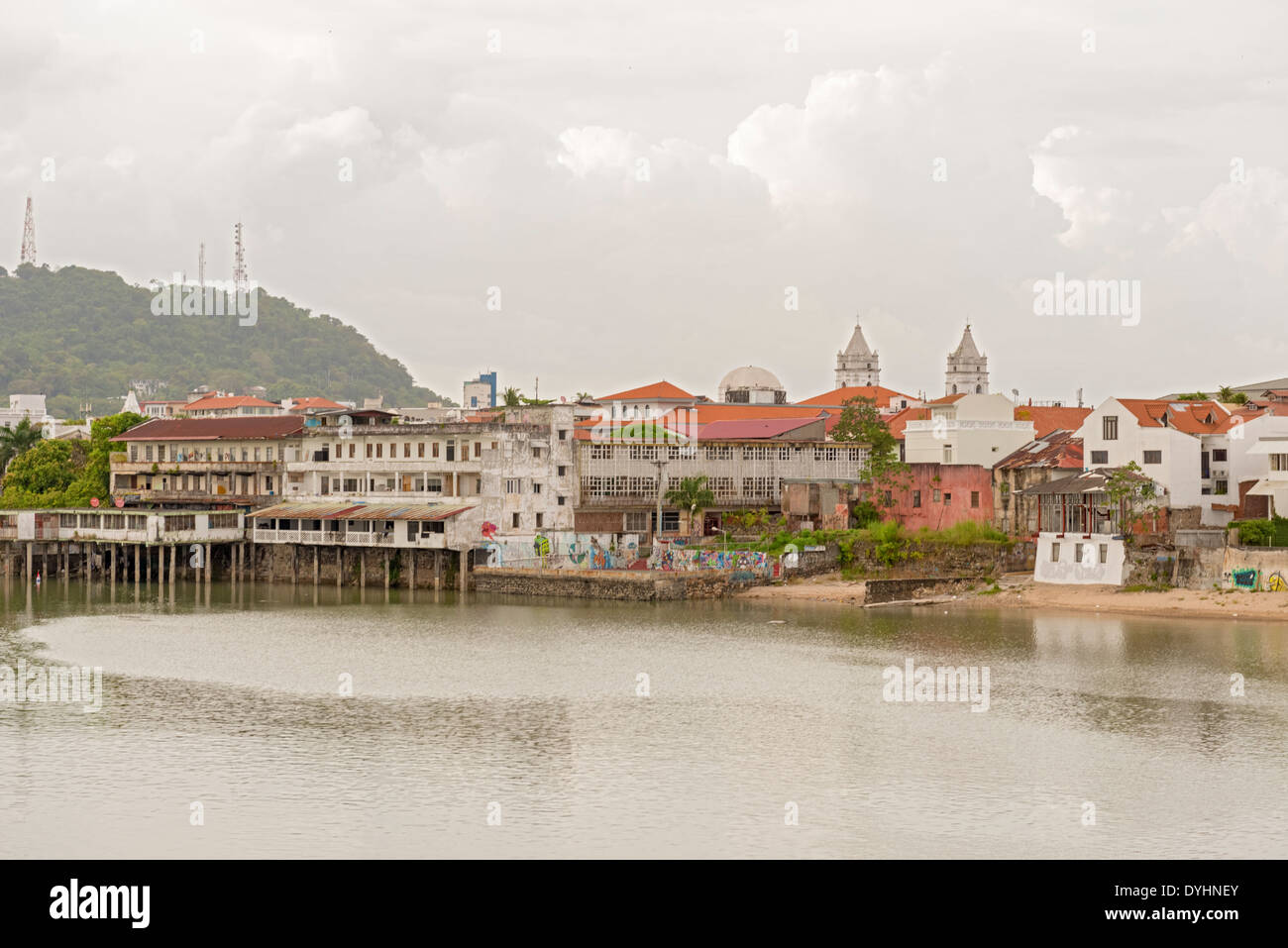 skyline of Old part of Panama city Casco Viejo Stock Photo