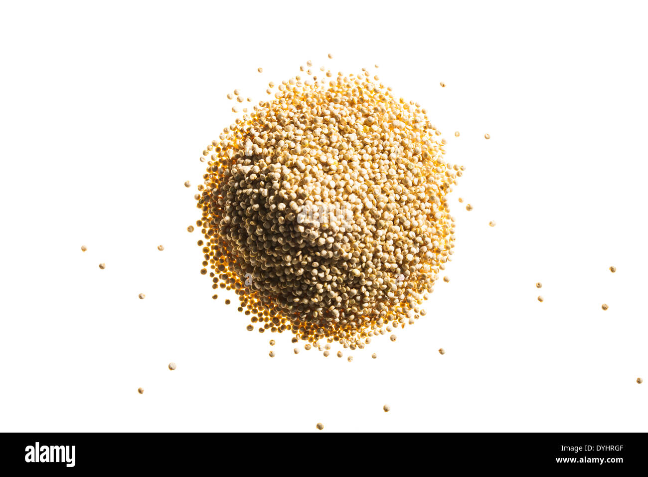 Pile of Quinoa Seeds on White Background Stock Photo