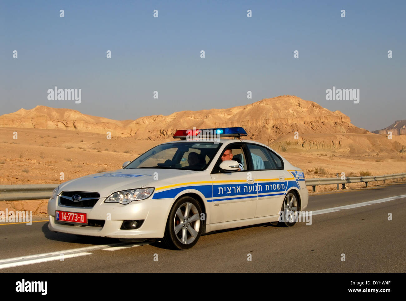 Police car driving in south Israel Stock Photo Alamy