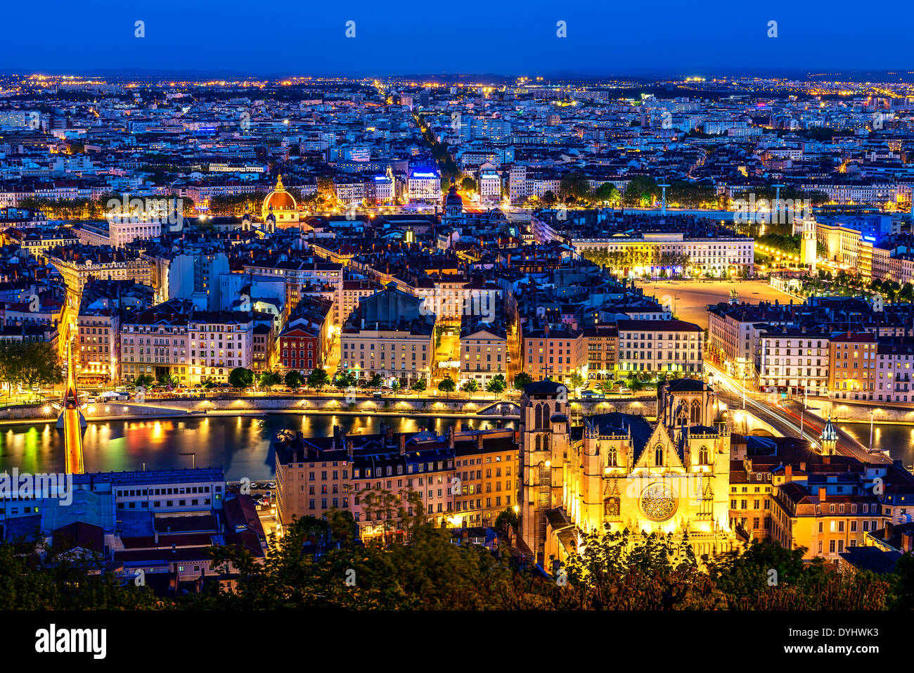 View of Lyon city from Fourviere, France Stock Photo
