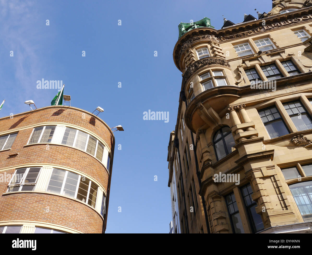 Architecture: Fenwick department store building (L) and Waterstones, Emmerson Chambers (R) Newcastle upon Tyne, England, UK Stock Photo