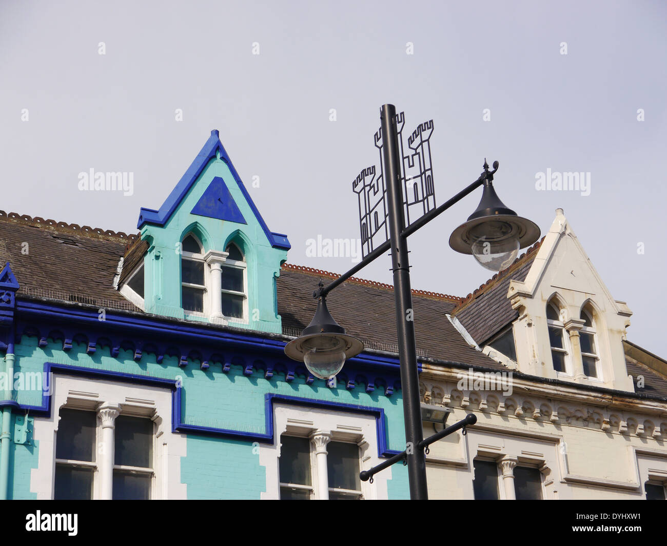 Architecture: colourful building with dormer windows and pediments, in Northumberland Street, Newcastle upon Tyne, England, UK Stock Photo