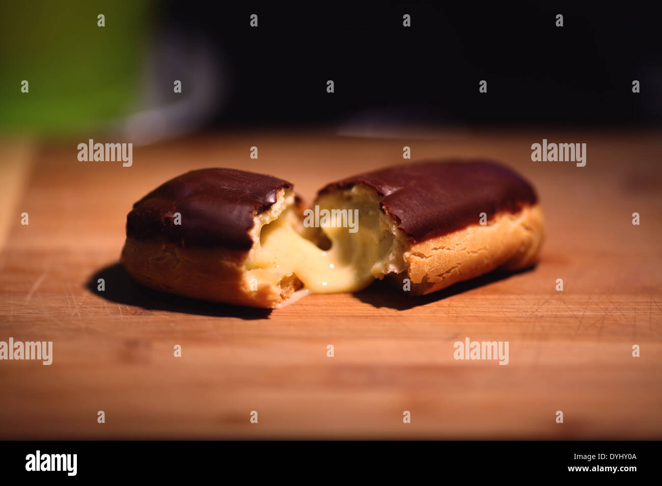 Cracked Eclaire Stock Photo Alamy