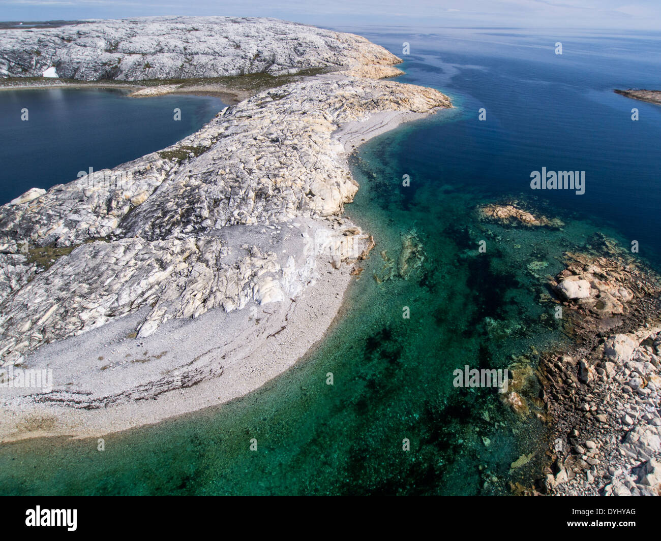 Canada, Nunavut Territory, Aerial view of Marble Island in Hudson Bay near village of Rankin Inlet Stock Photo