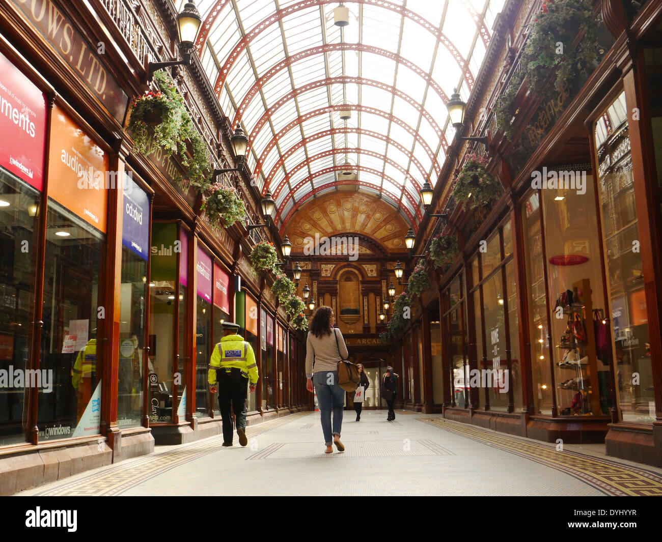 View of ornate historic Central Arcade (aka Windows Arcade), a popular