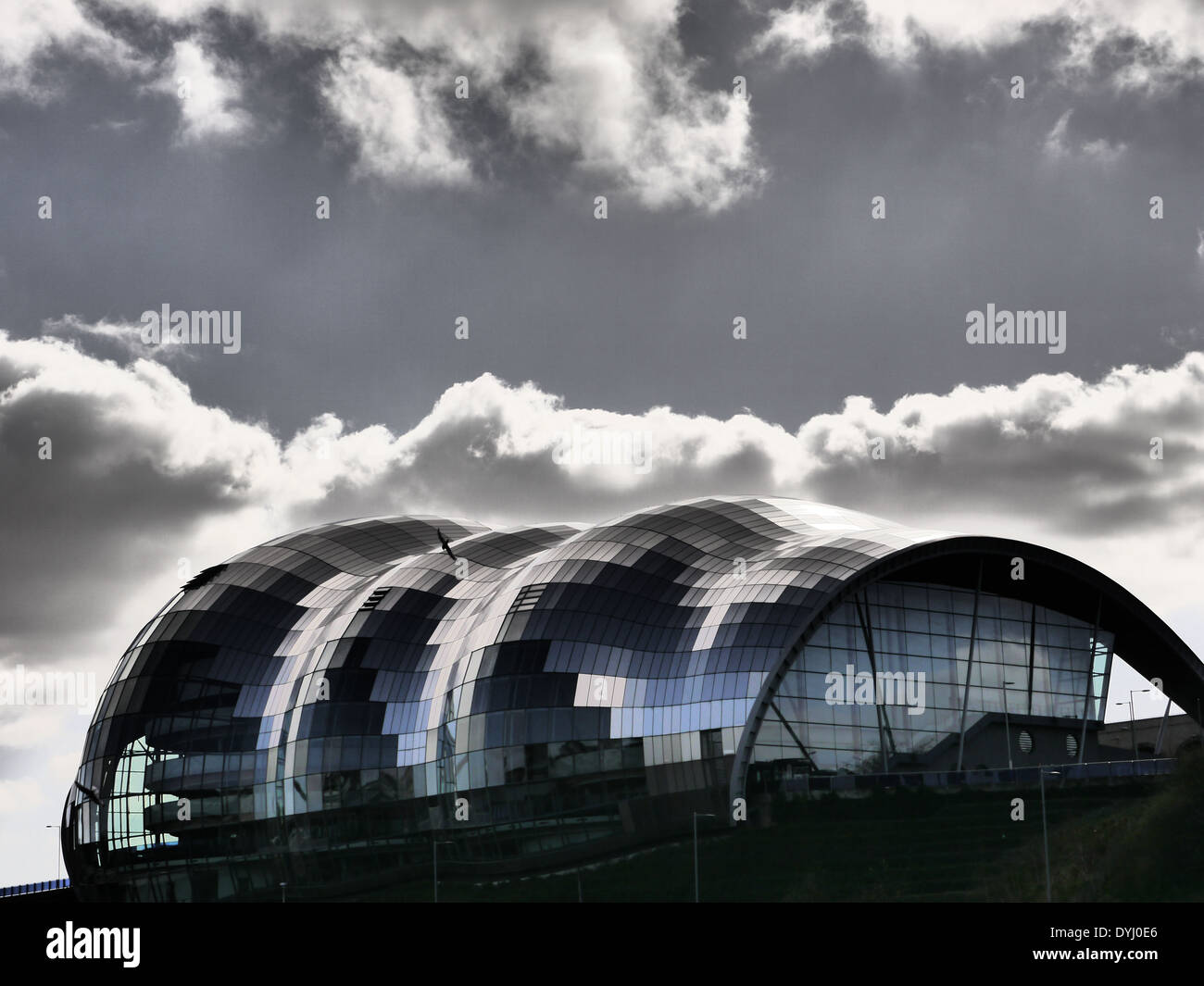 Creative view of The Sage arts and cultural venue on the River Tyne, Gateshead, England, UK Stock Photo