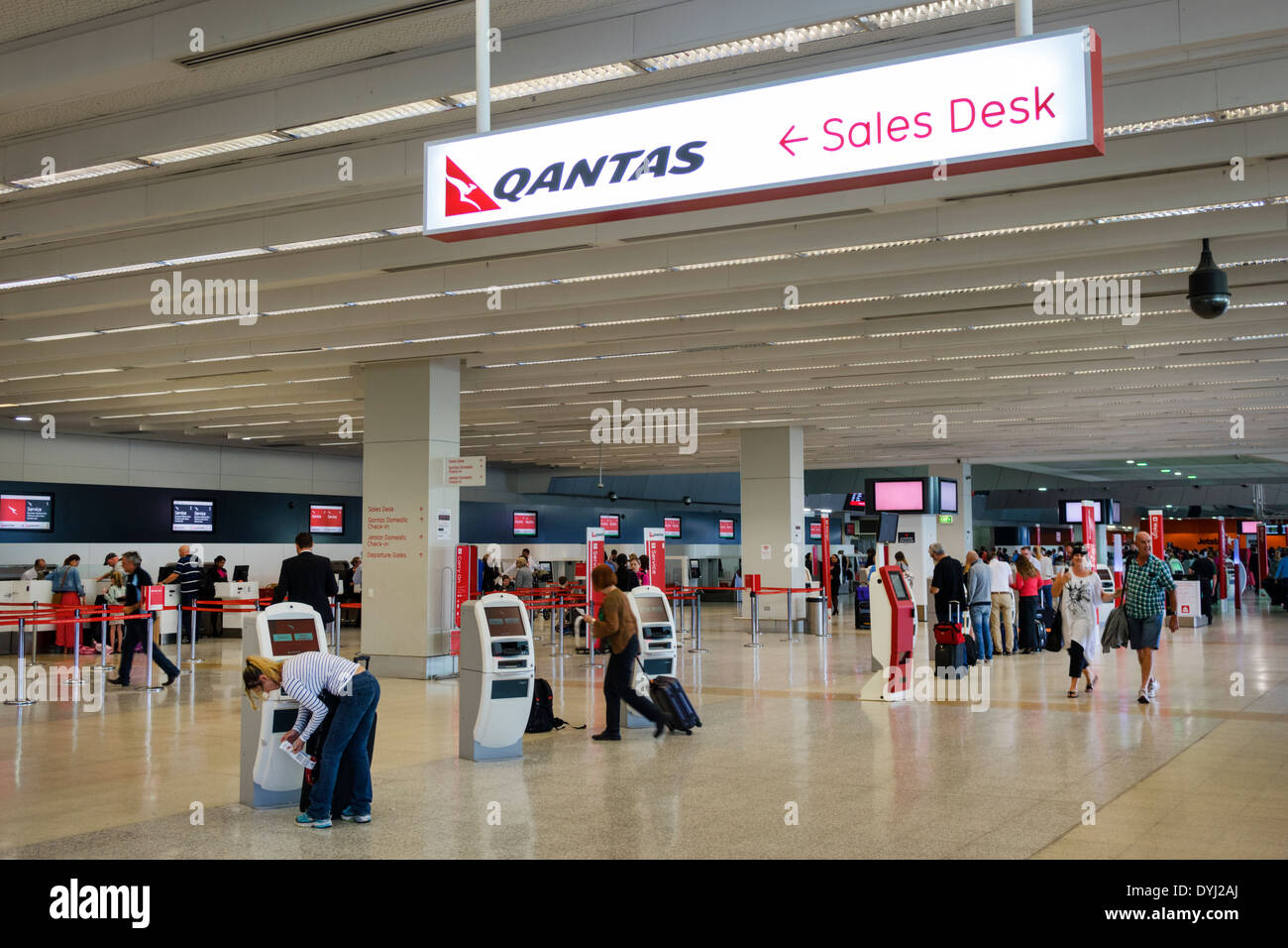 Melbourne Australia,Tullamarine Airport,MEL,terminal,Qantas,airline,sales desk,sign,self-service,kiosk,kiosks,AU140307016 Stock Photo