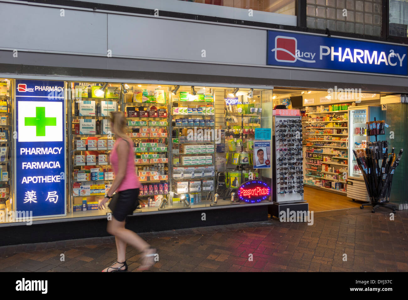 Sydney Australia,Circular Quay,Quay Pharmacy,drugstore,entrance,front,AU140307096 Stock Photo