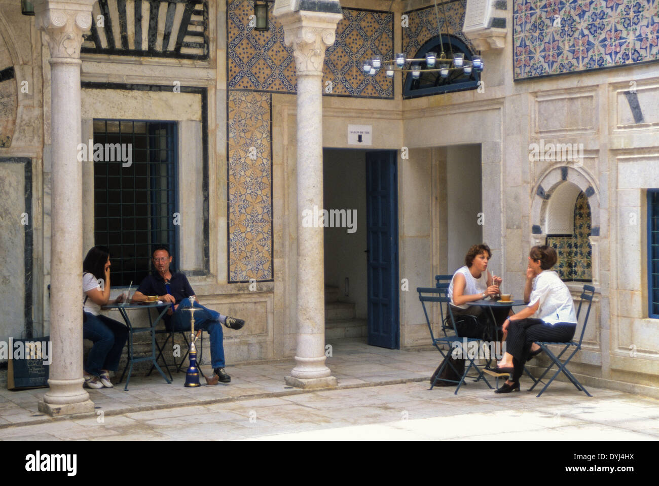 Tunisia. Tunis Medina. Dar Hamouda Pacha, late 18th. Century. Now a restaurant and tea and coffee house. Stock Photo