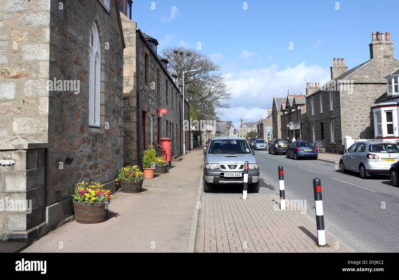 The main street in the village of Newburgh, Aberdeenshire, Scotland, UK Stock Photo