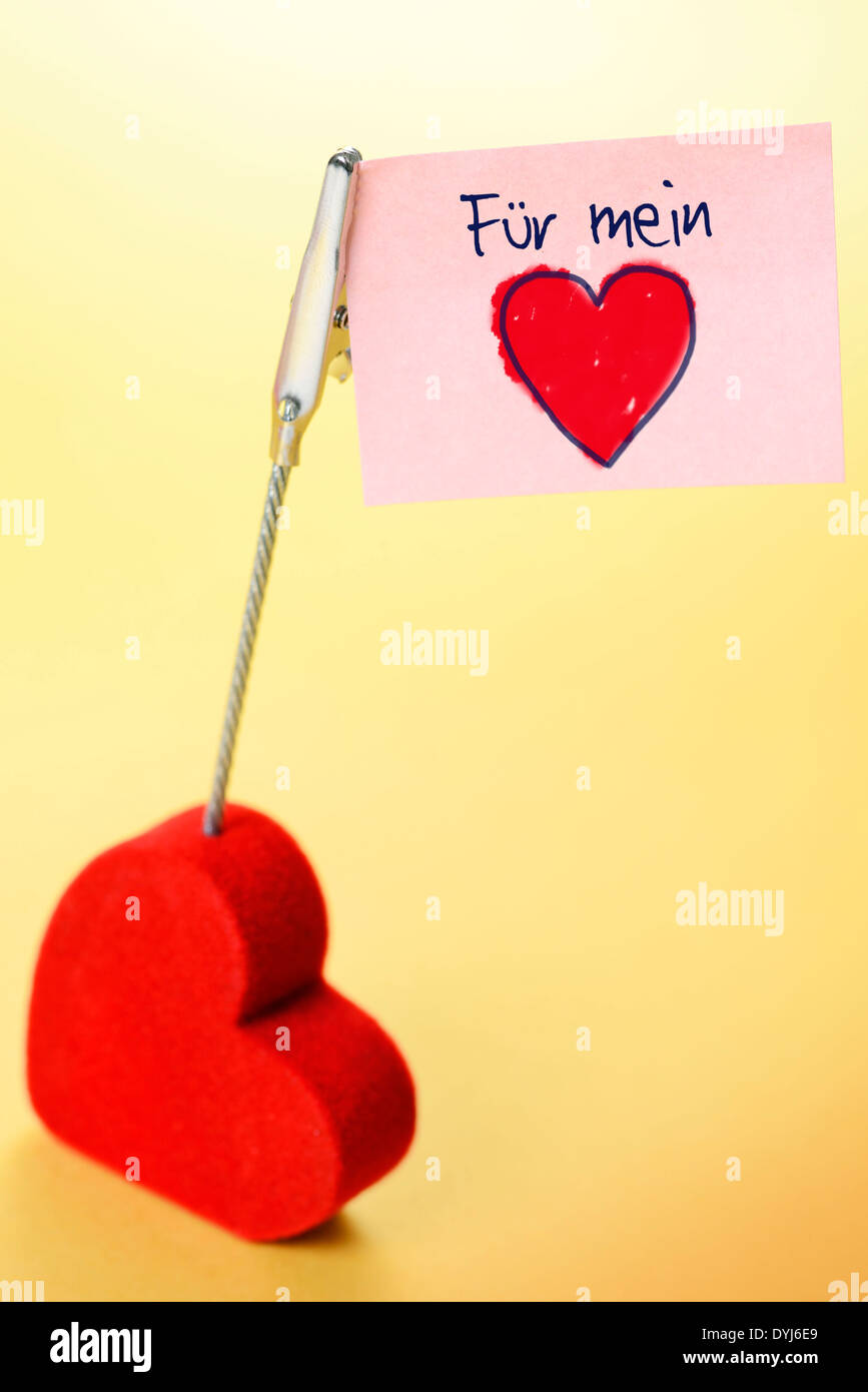 Herz und Notizzettel, Valentinstag Stock Photo