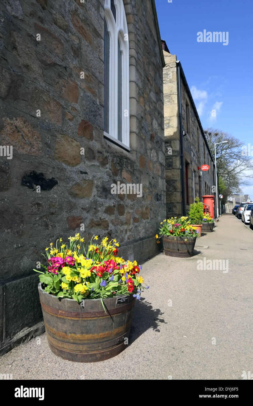 The main street in the village of Newburgh, Aberdeenshire, Scotland, UK