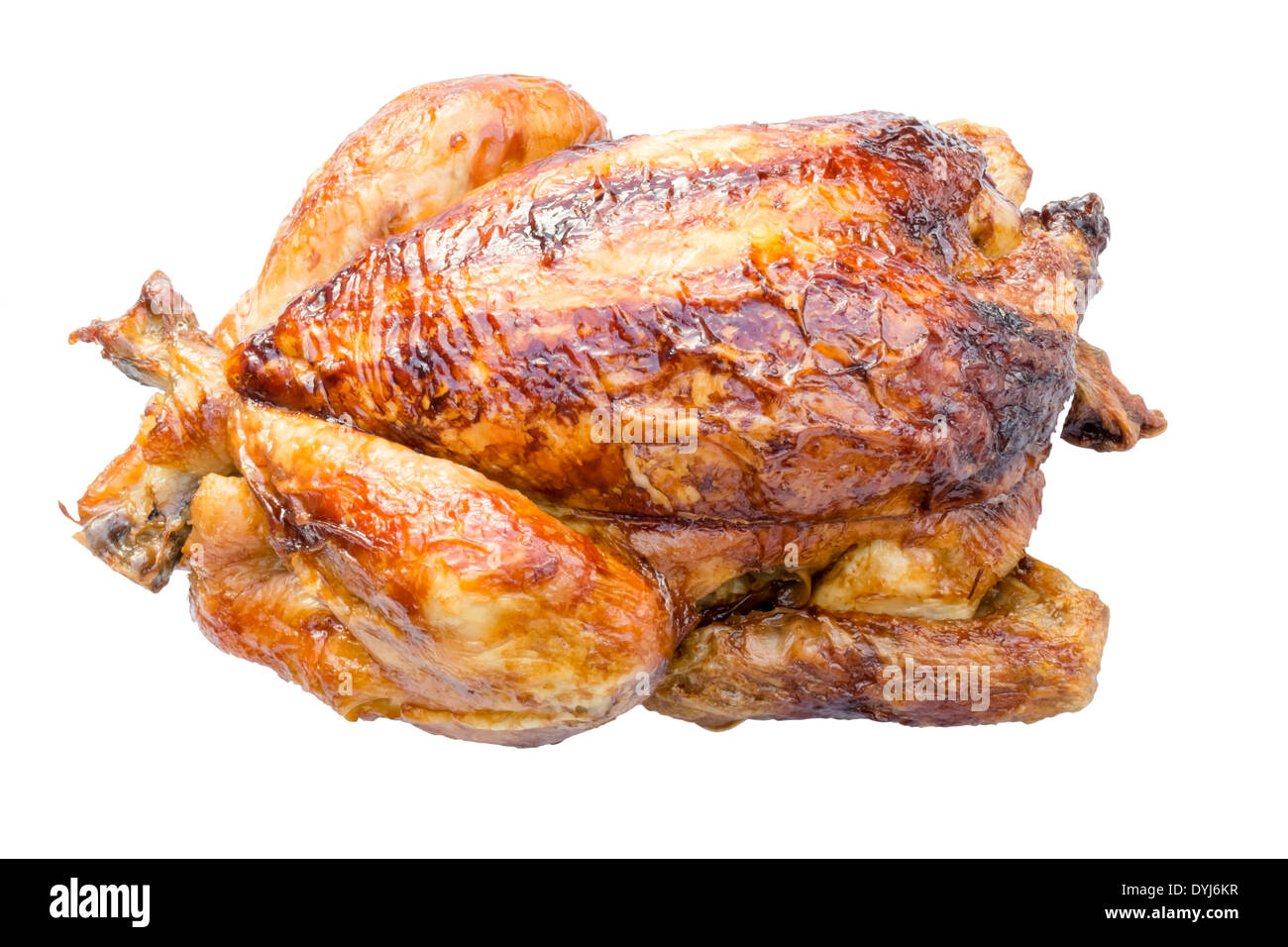 Whole Roast Chicken ready cooked from the supermarket, UK Stock Photo