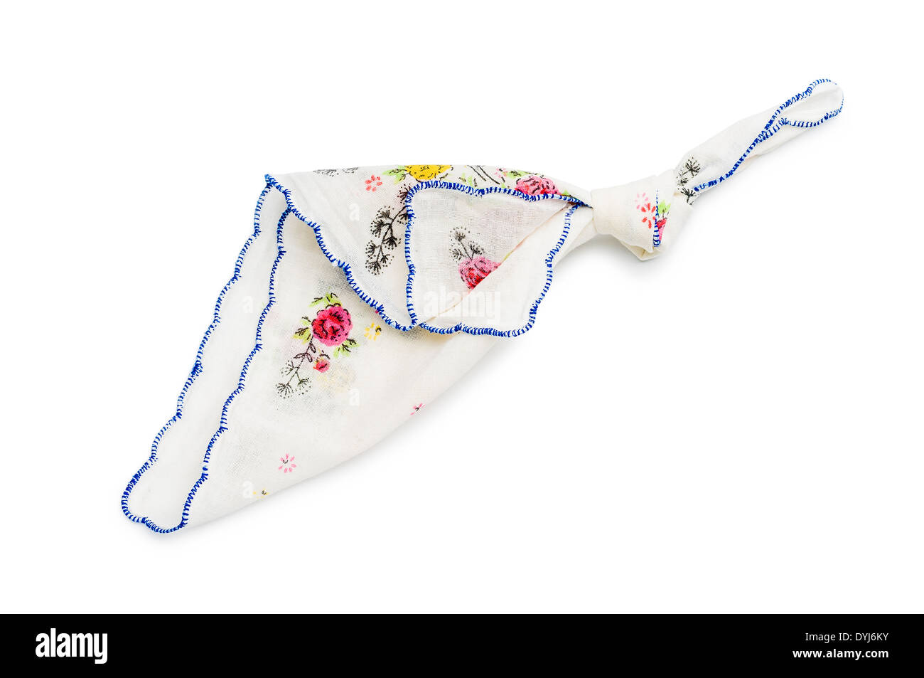 A handkerchief with a knot, to remember something to not forget, isolated on white background Stock Photo