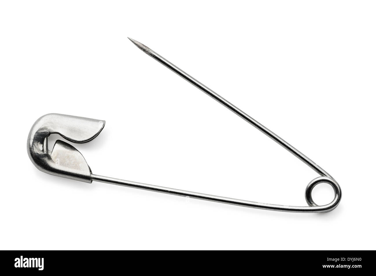 One open safety pin isolated on white background Stock Photo - Alamy