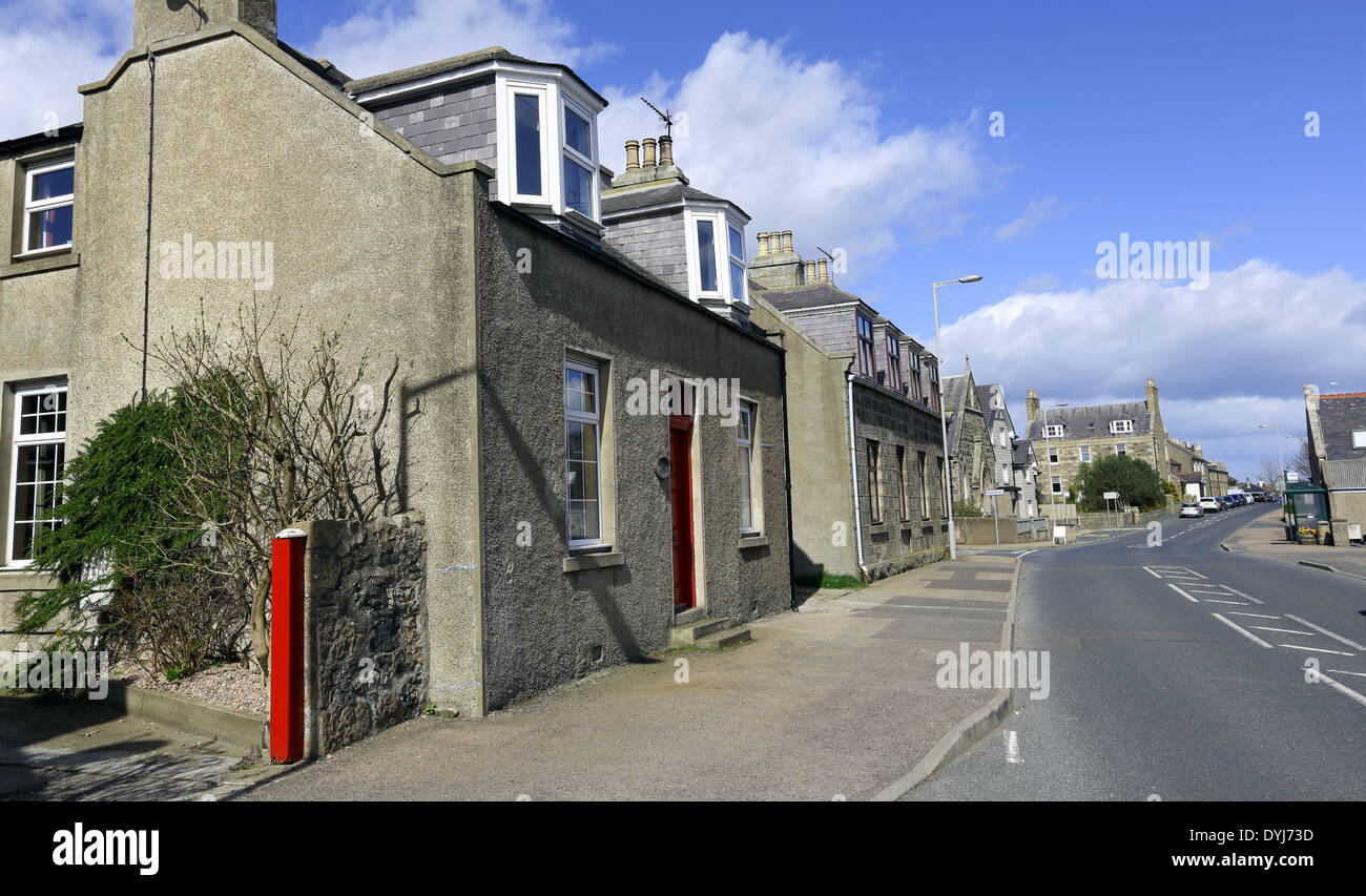 The main street in the village of Newburgh, Aberdeenshire Stock Photo