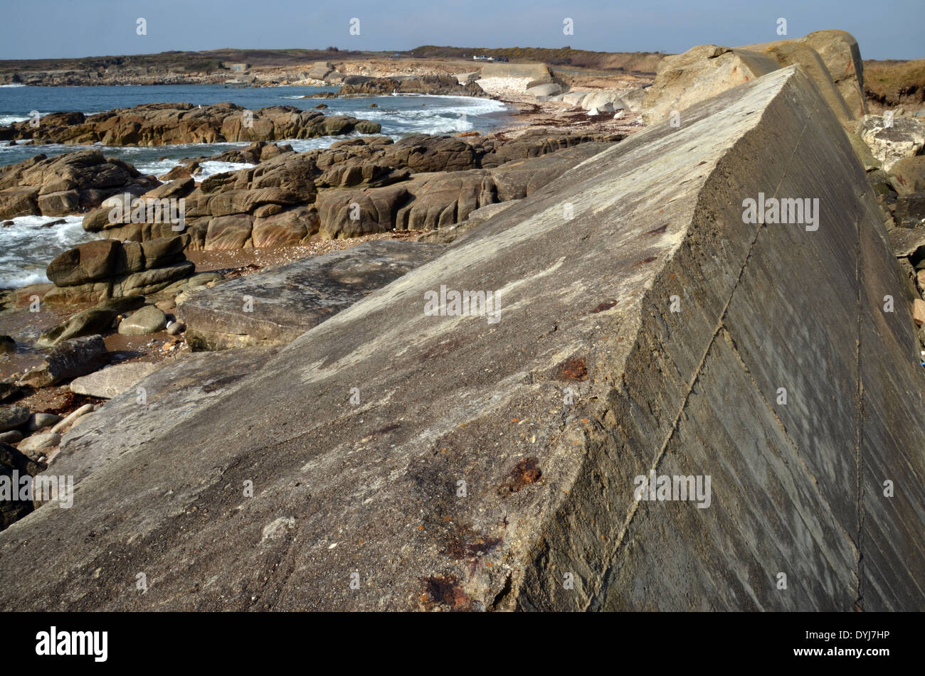 WW2: remains of the German Atlantic wall in Brittany. Wall in Le Couregant. Stock Photo