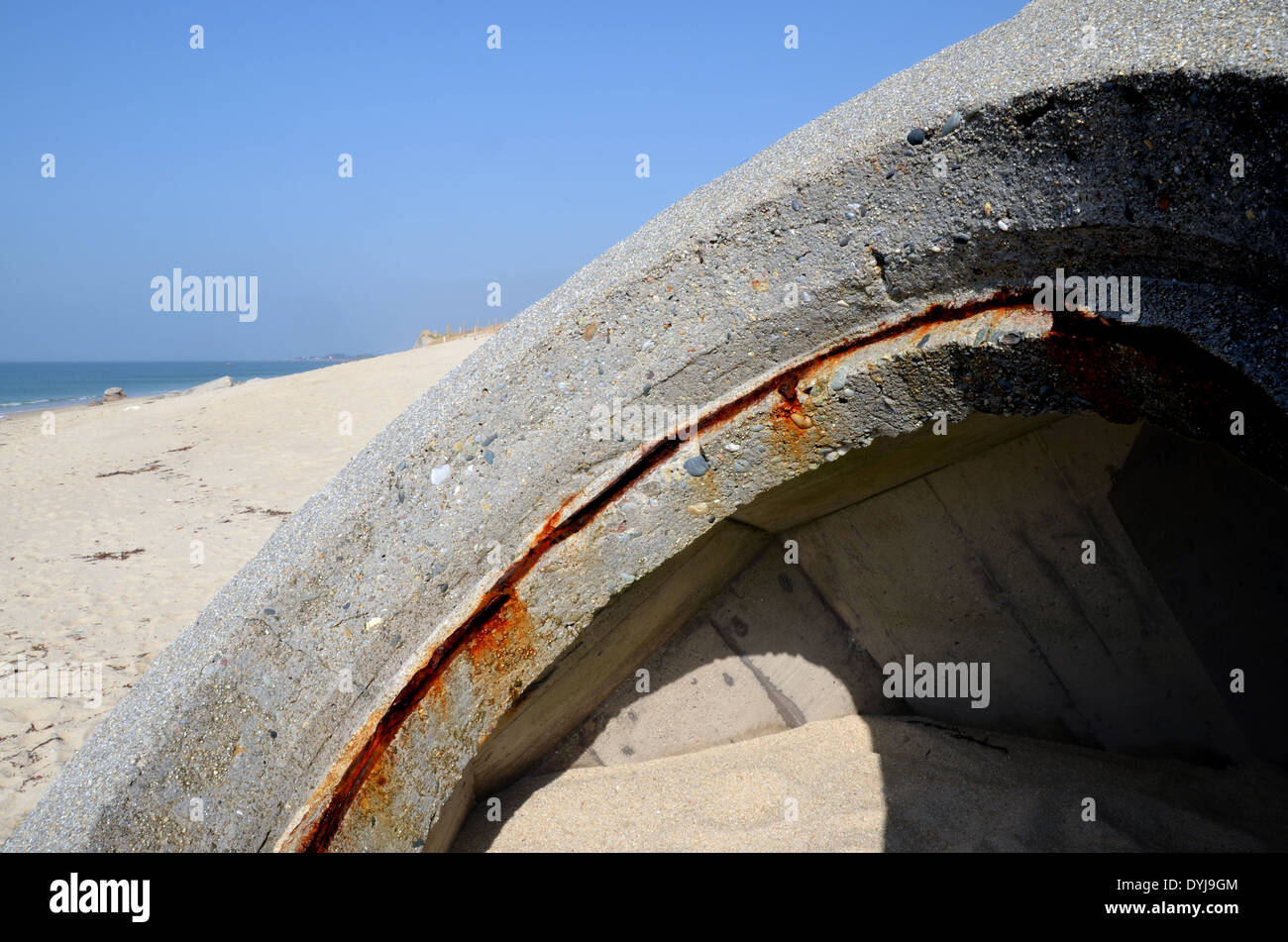 WW2: remains of the German Atlantic wall in Brittany. Bunker in Trevignon near Concarneau. Stock Photo