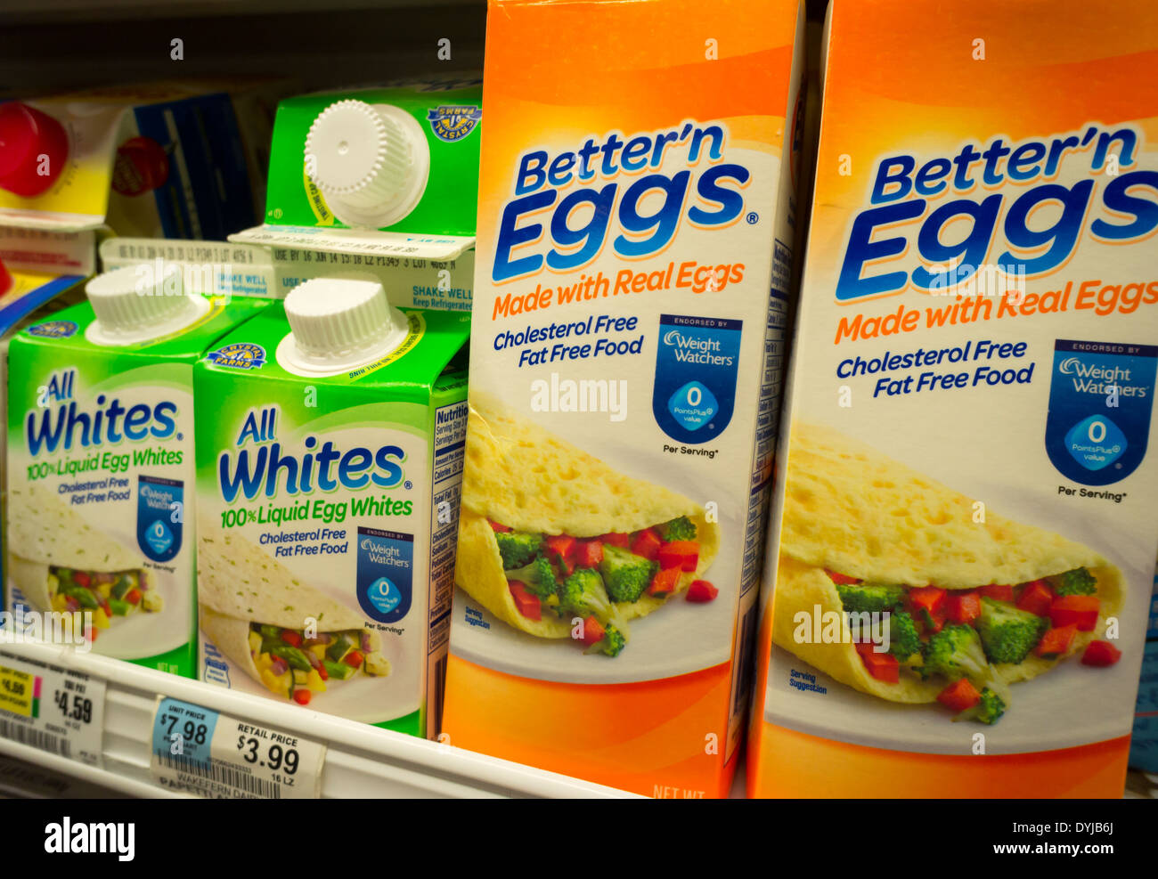 Cartons of Michael Foods' All Whites and Better'n Eggs brand egg Stock