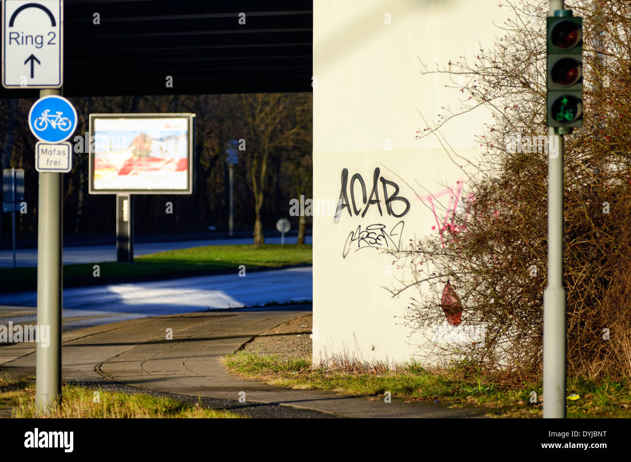Polizeifeindliches Graffiti ACAB (all cops are bastards) in Hamburg, Deutschland, Europa Stock Photo
