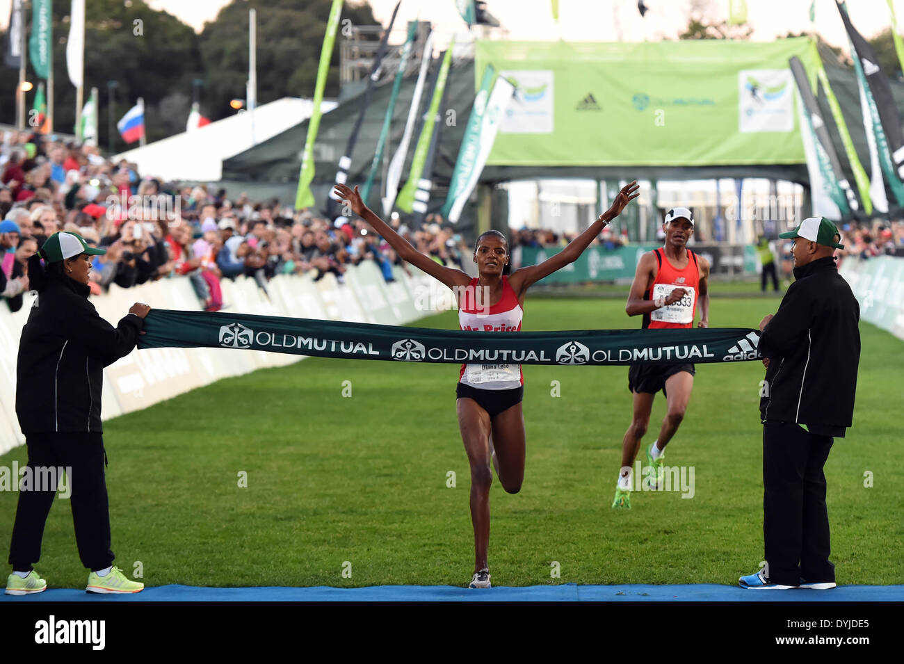 CAPE TOWN, South Africa - Saturday 19 April 2014, Diana Lebo Phalula (time 01:14:00) winning the Womens half marathon of the Old Mutual Two Oceans Marathon.  Photo by Roger Sedres/ ImageSA/Alamy Live News Stock Photo