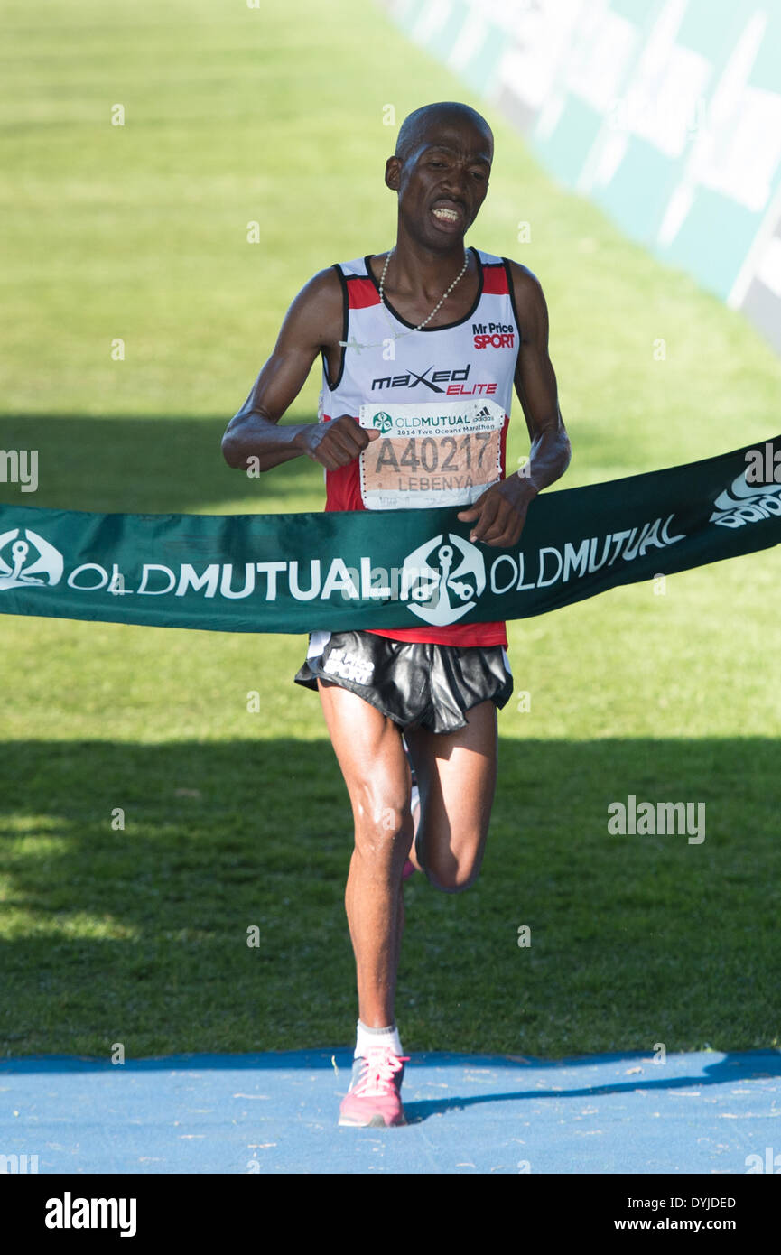 CAPE TOWN, South Africa - Saturday 19 April 2014, Winner Lebenya Nkoko during the ultra marathon of the Old Mutual Two Oceans Marathon.  Photo by Roger Sedres/ ImageSA/Alamy Live News Stock Photo