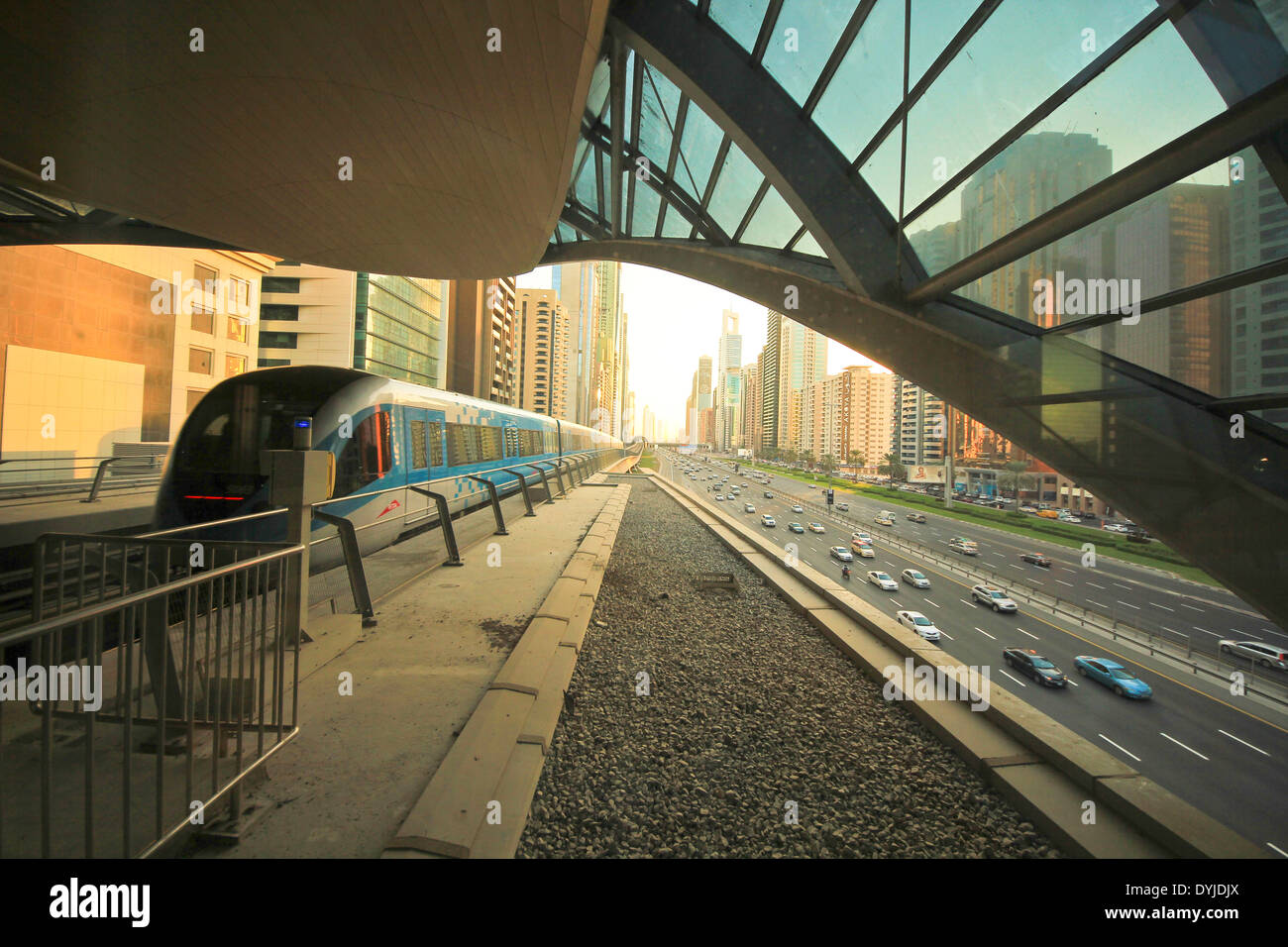 Metro Train in Dubai, United Arab Emirates Stock Photo