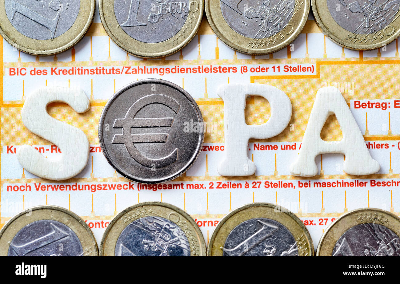 Sepa-Schriftzug auf Überweisungsträger Stock Photo