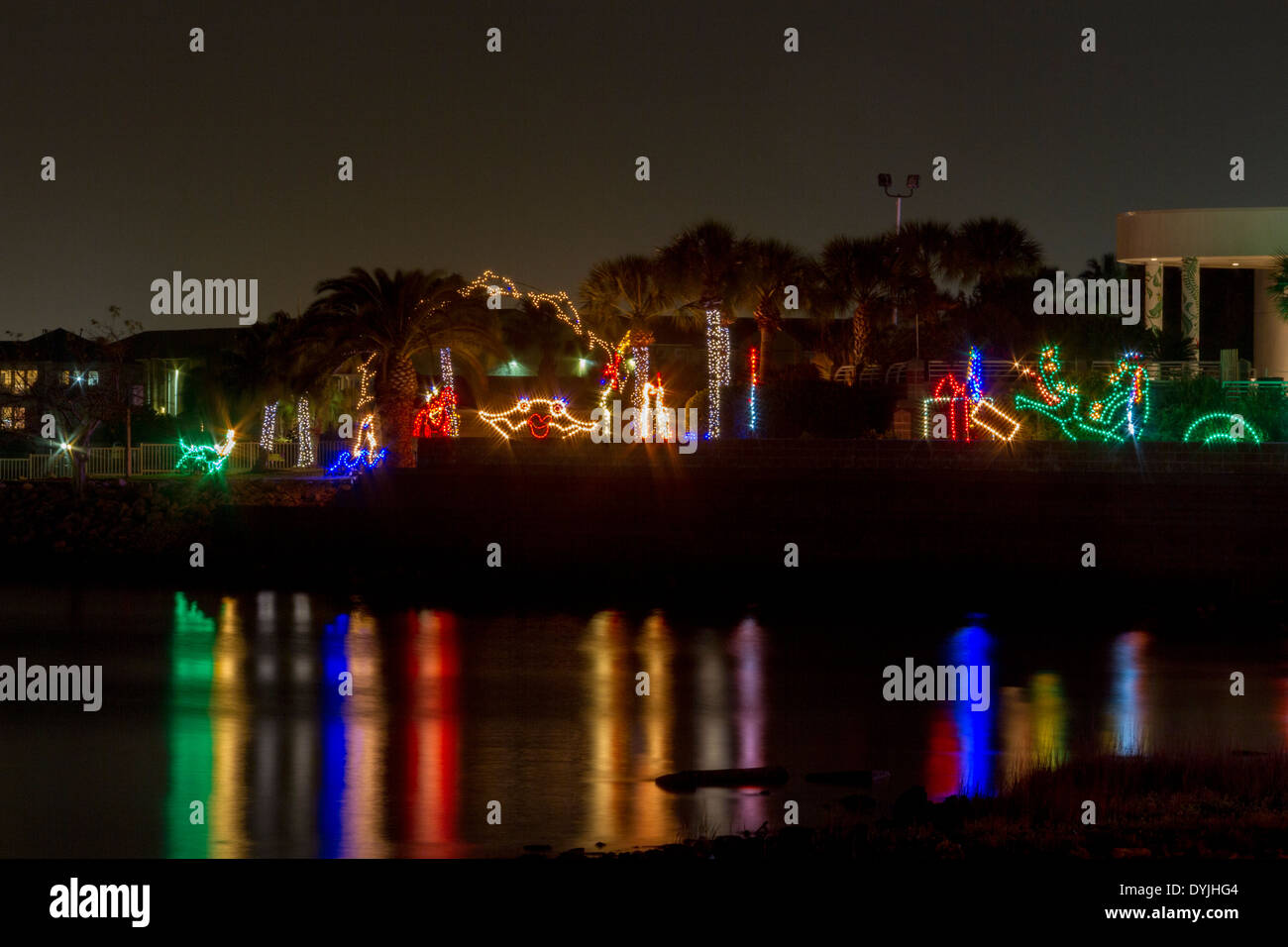 Christmas lights and displays at Moody Gardens in Galveston, Texas
