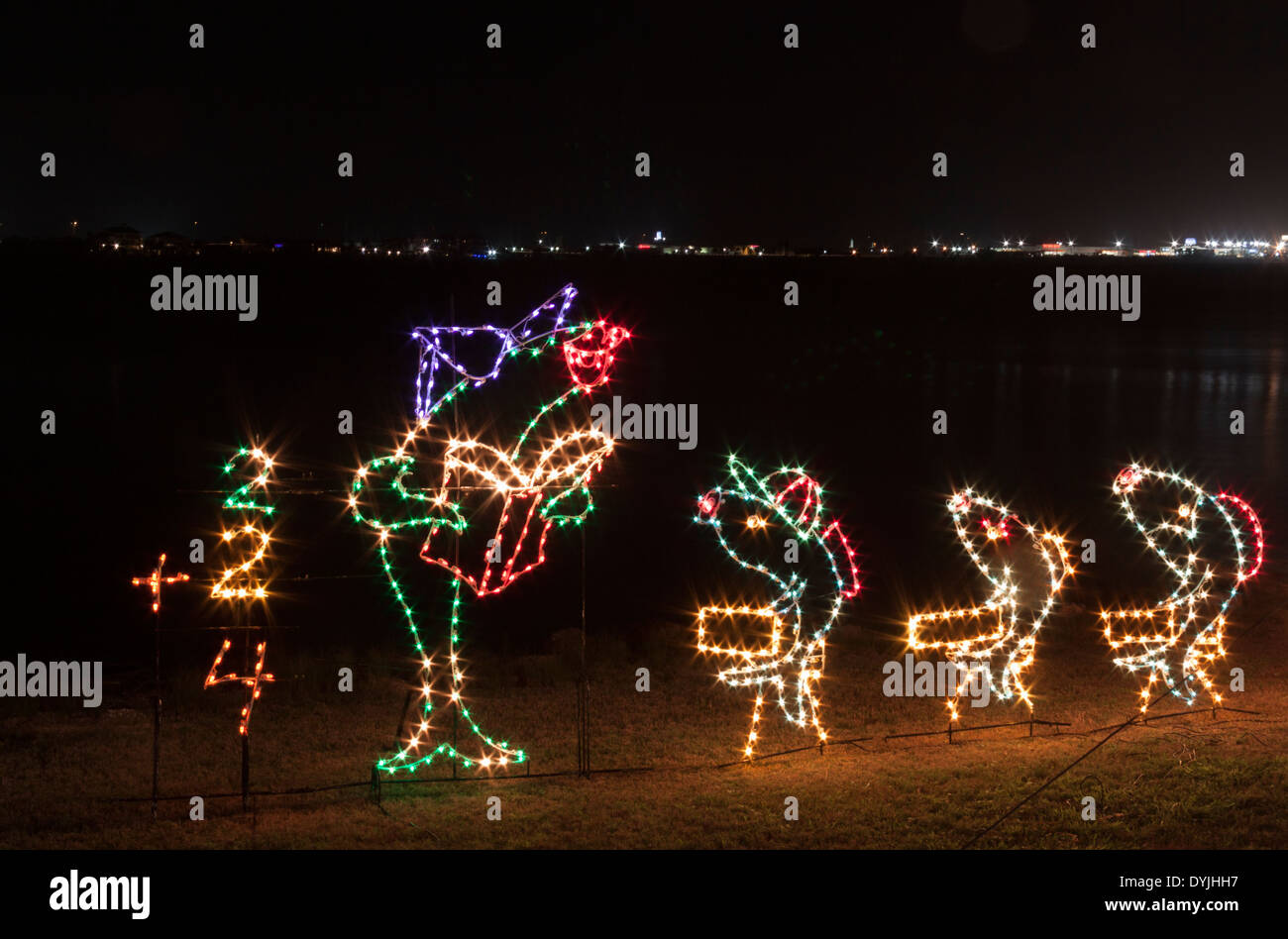 Christmas lights and displays at Moody Gardens in Galveston, Texas
