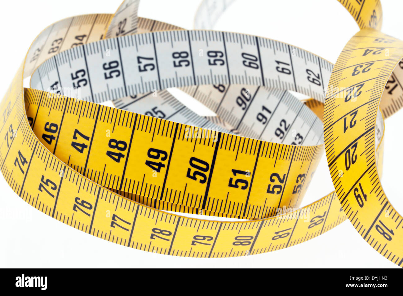 Tape Measure In Yellow Measuring In Inches Stock Photo - Download Image Now  - Tape Measure, Cut Out, White Background - iStock