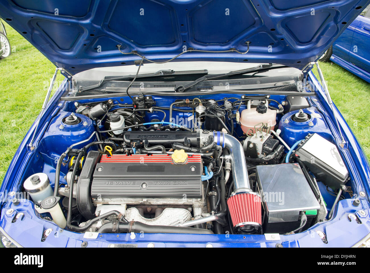 View of a tuned up car engine Stock Photo