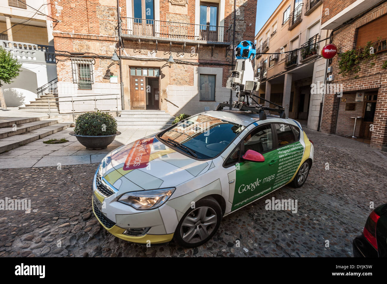 Google street view car in Jaraiz de la Vera, Caceres, Extremadura, Spain, Europe Stock Photo